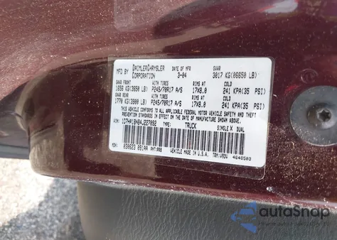 2004 Dodge Ram 1500 Slt/Laramie from USA, damaged, VIN 1D7HA18N84J227092